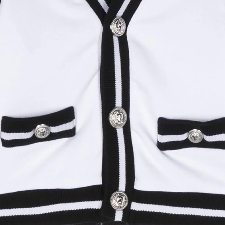 BALMAIN Giacca bicolore con logo bianco nero neonato