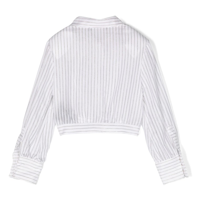 BALMAIN Camicia a righe  bianca oro con stampa bambina