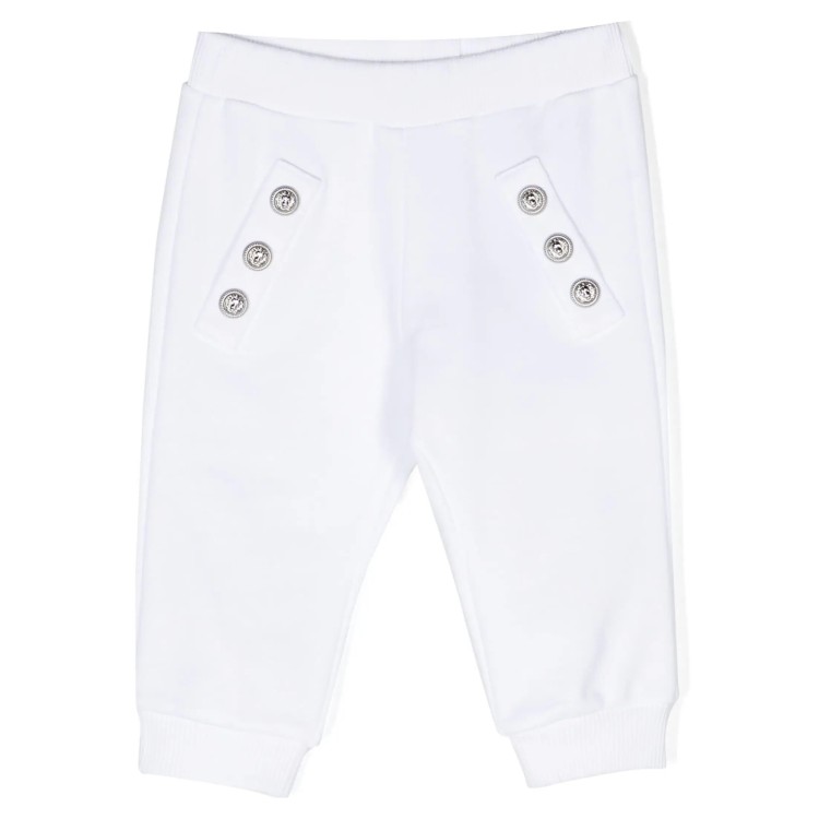 BALMAIN Pantaloni sportivi con bottoni bianco neonato