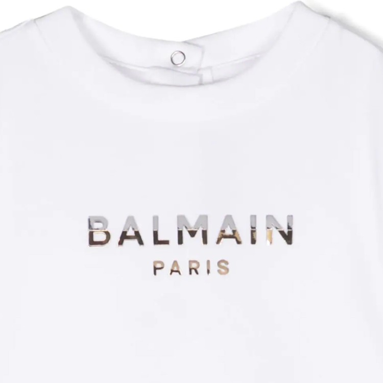 BALMAIN T-shirt con applicazione logo bianco neonato