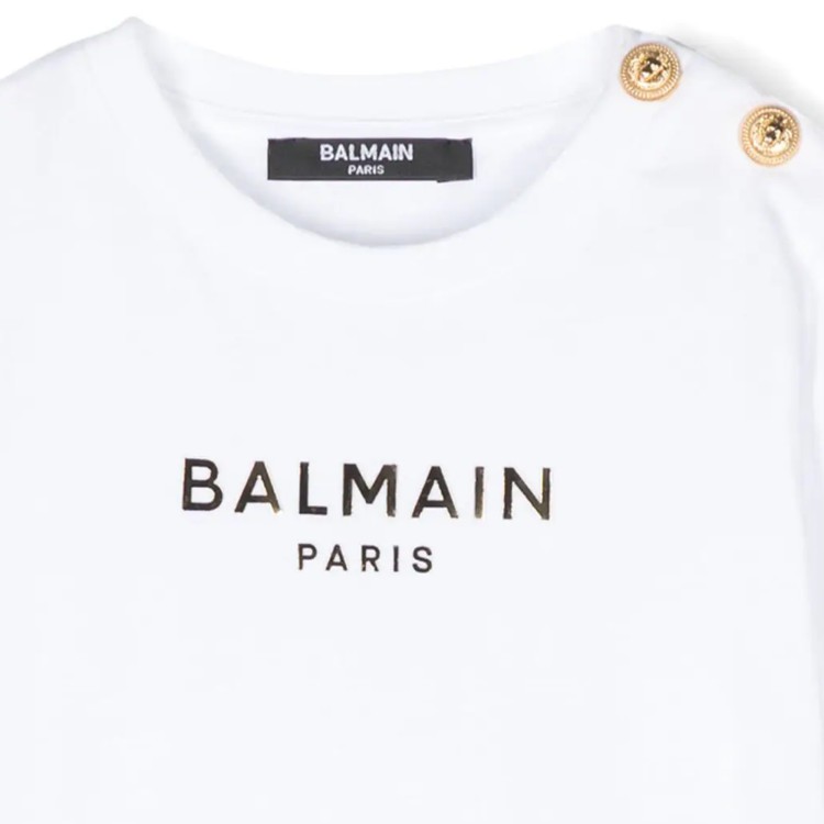 BALMAIN T-shirt con logo in rilievo bianca neonato