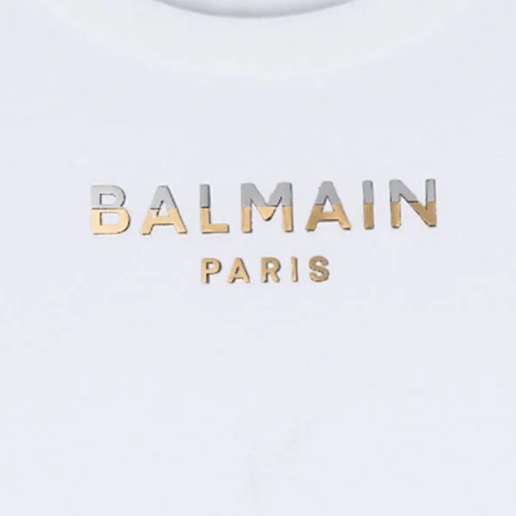 BALMAIN T-shirt con applicazione bianca bambino