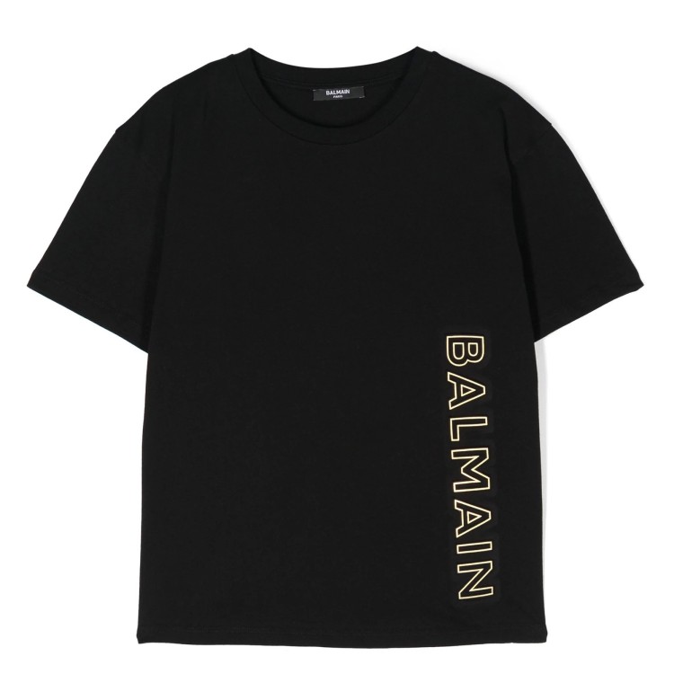 BALMAIN T-shirt con logo goffrato nero bambino