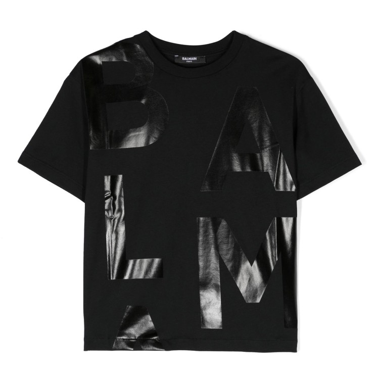 BALMAIN T-shirt con stampa nera bambino