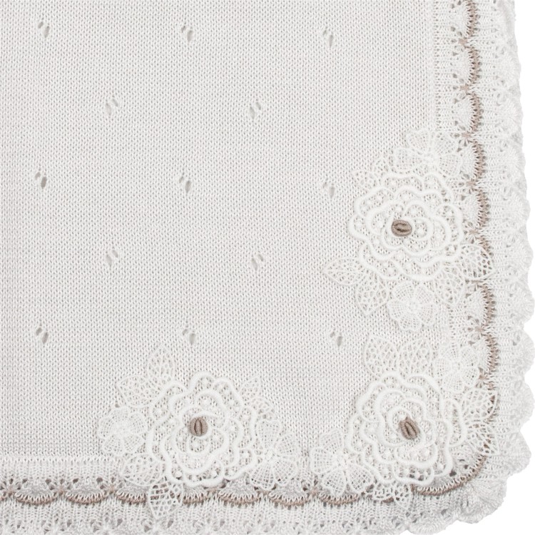 MARLU' Coperta per carrozzina cotone 100%  bianco noce neonata