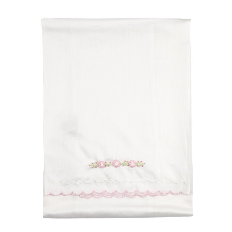 MARLU' Set lenzuola 3 pezzi da carrozzina bianco rosa neonata