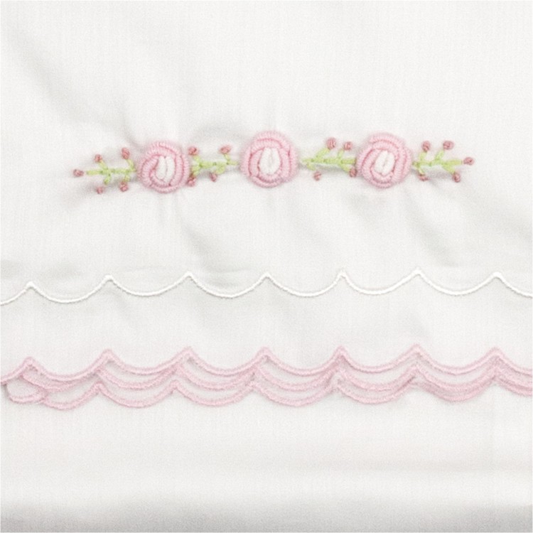 MARLU' Set lenzuola 3 pezzi da carrozzina bianco rosa neonata