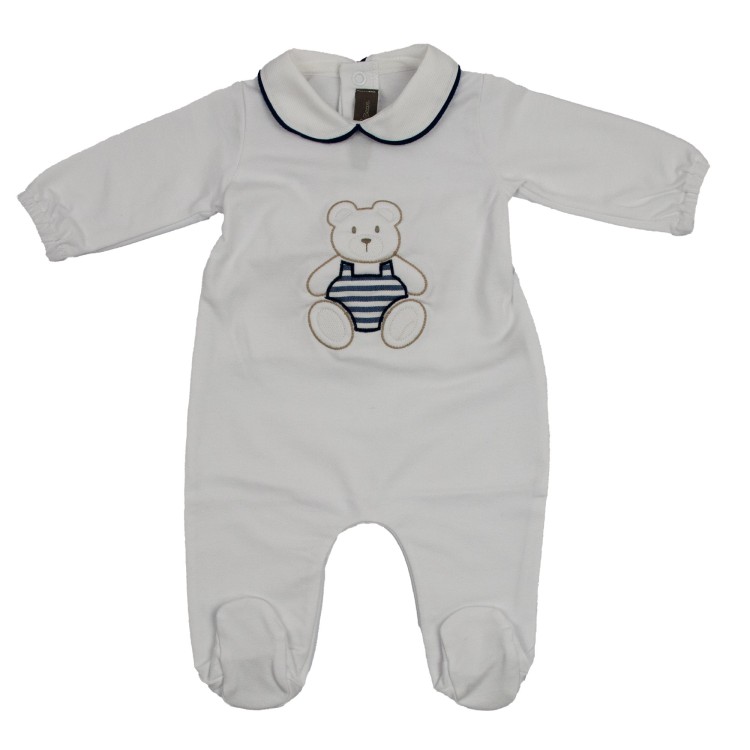 LITTLE BEAR Tutina in cotone jersey bianca neonato