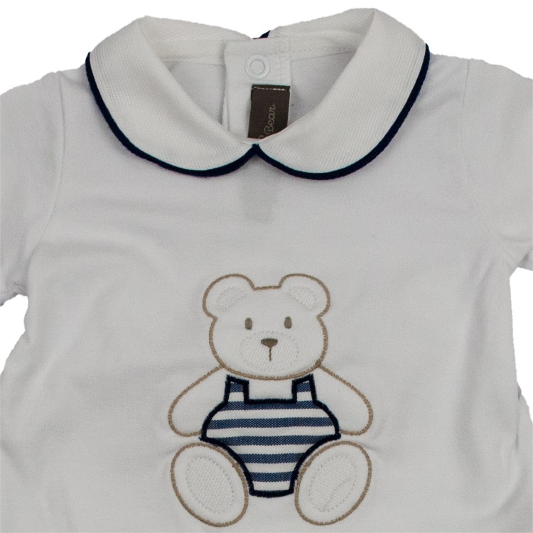 LITTLE BEAR Tutina in cotone jersey bianca neonato