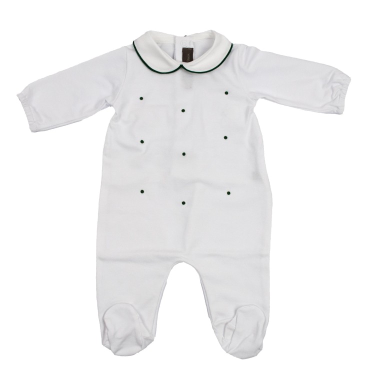 LITTLE BEAR Tutina in cotone di jersey  maniche lunghe bianca neonato