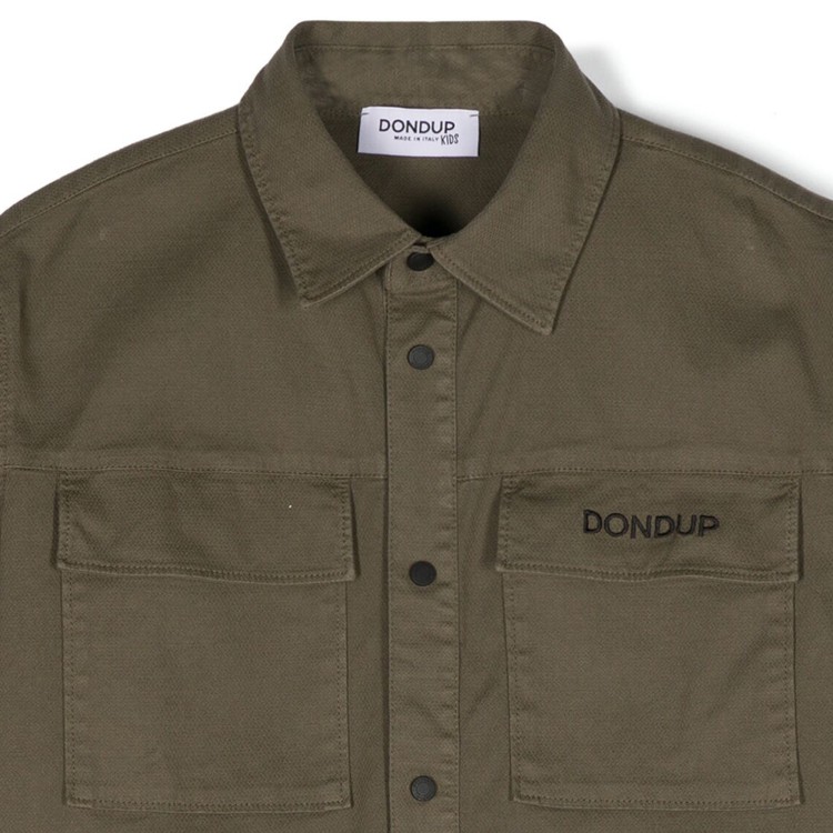 DONDUP Camicia con tasconi in cotone verde bambino