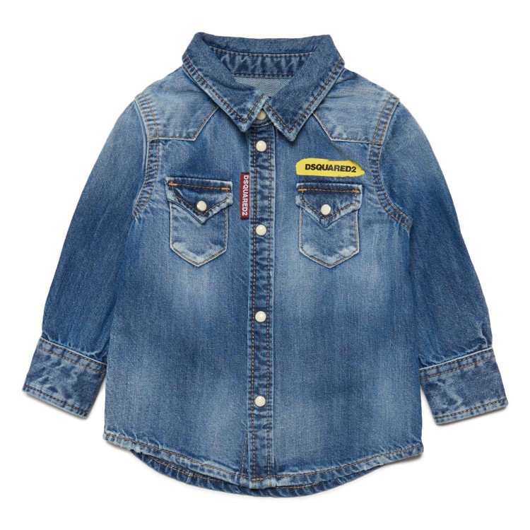 DSQUARED Camicia denim blu neonato