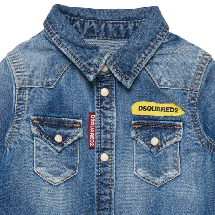 DSQUARED Camicia denim blu neonato