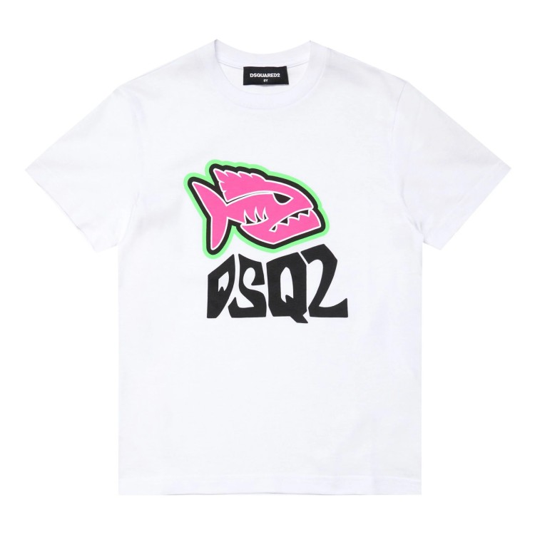 DSQUARED T-shirt con stampa bianca bambino