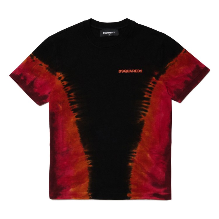 DSQUARED T-shirt con stampa rosso nero bambino