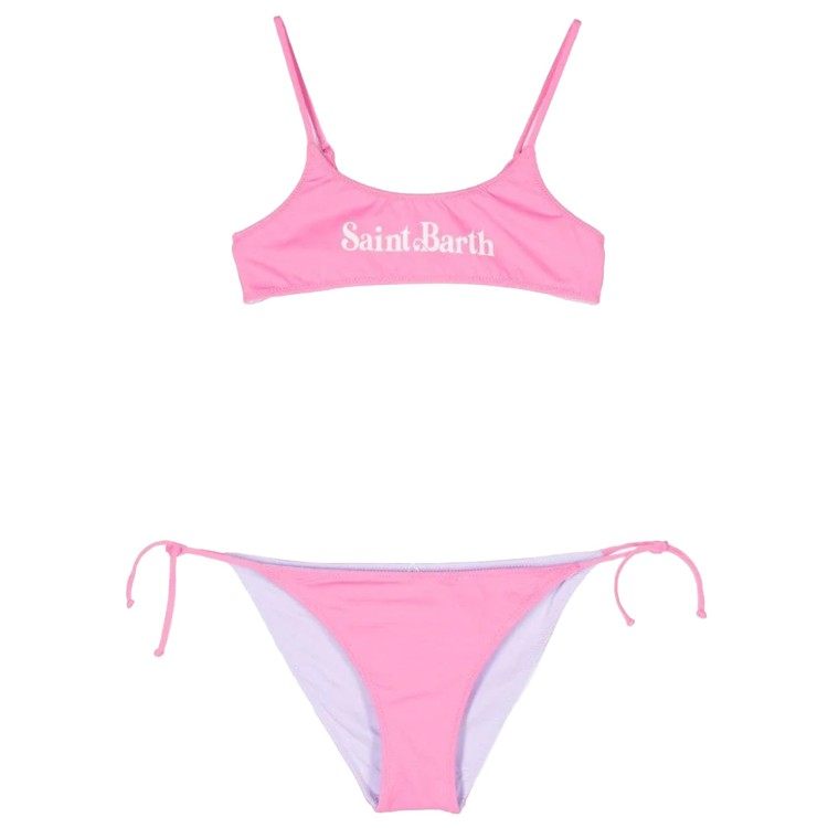 SAINT BARTH Bikini con fascia rosa e lilla  bambina