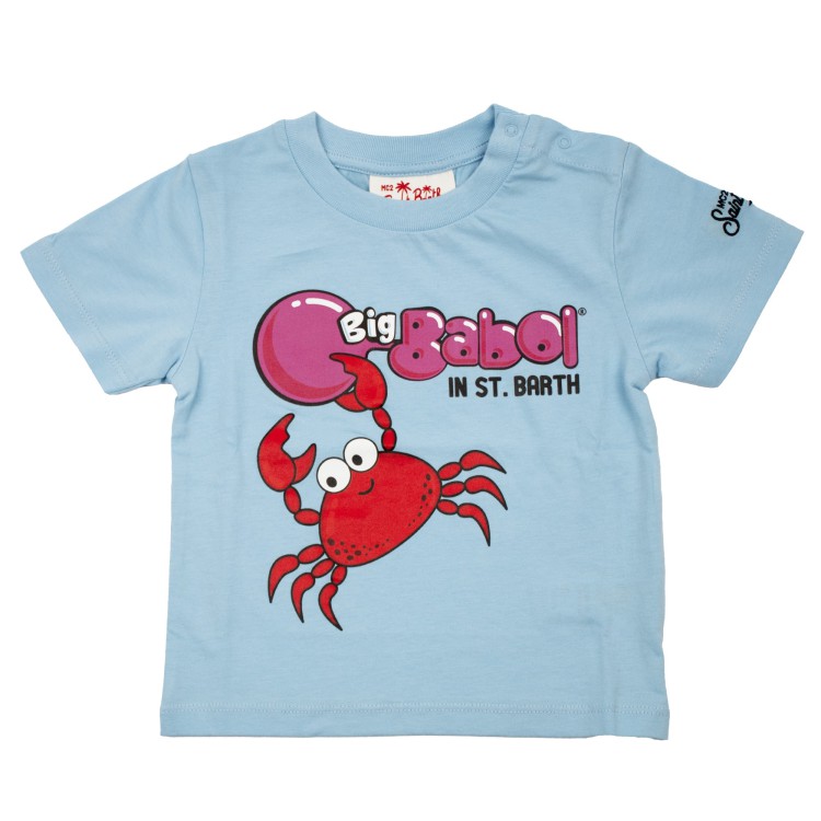 SAINT BARTH T-shirt stampata in cotone azzurro da bambino