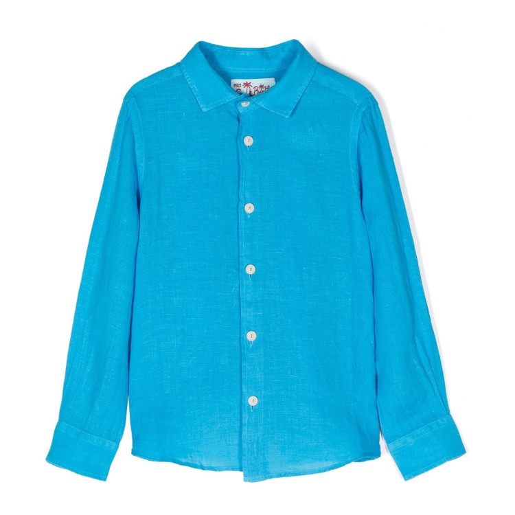 SAINT BARTH Camicia maniche lunghe in lino bluette bambino