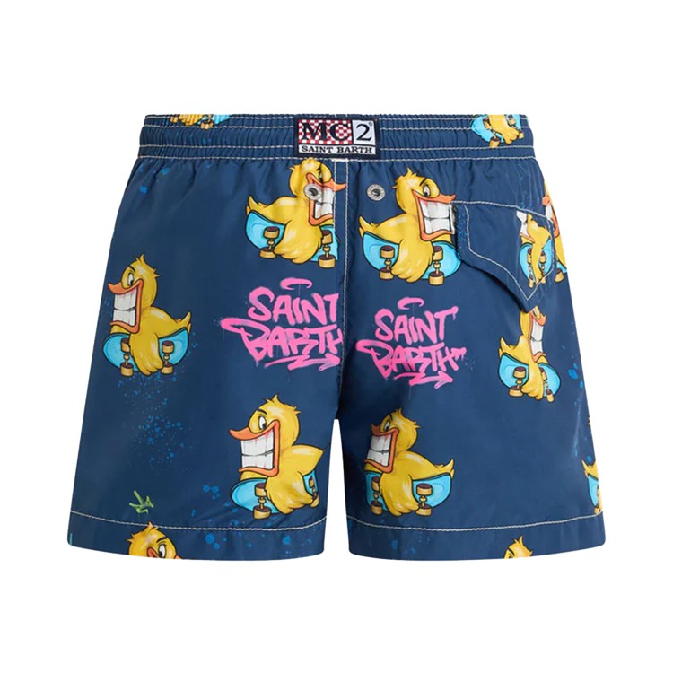 SAINT BARTH Pantaloncini da bagno fantasia tessuto leggero blu bambino