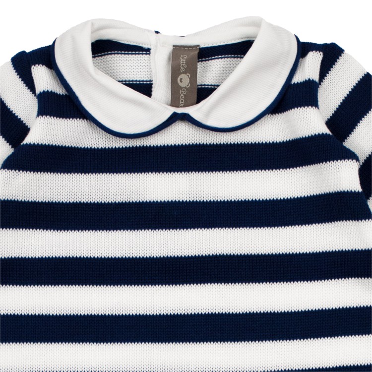 LITTLE BEAR Tutina in filo di cotone a righe bianco blu neonato