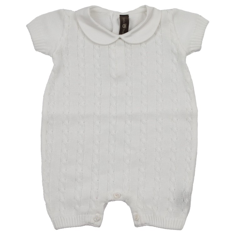 LITTLE BEAR Pagliaccetto in cotone treccia bianco per neonato