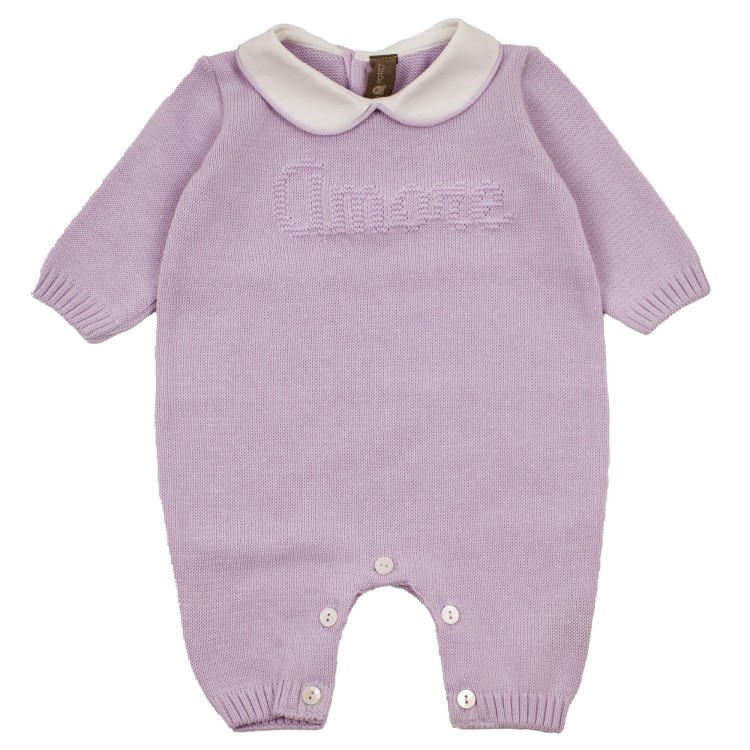 LITTLE BEAR Tutina in cotone  scritta amore lilla neonata