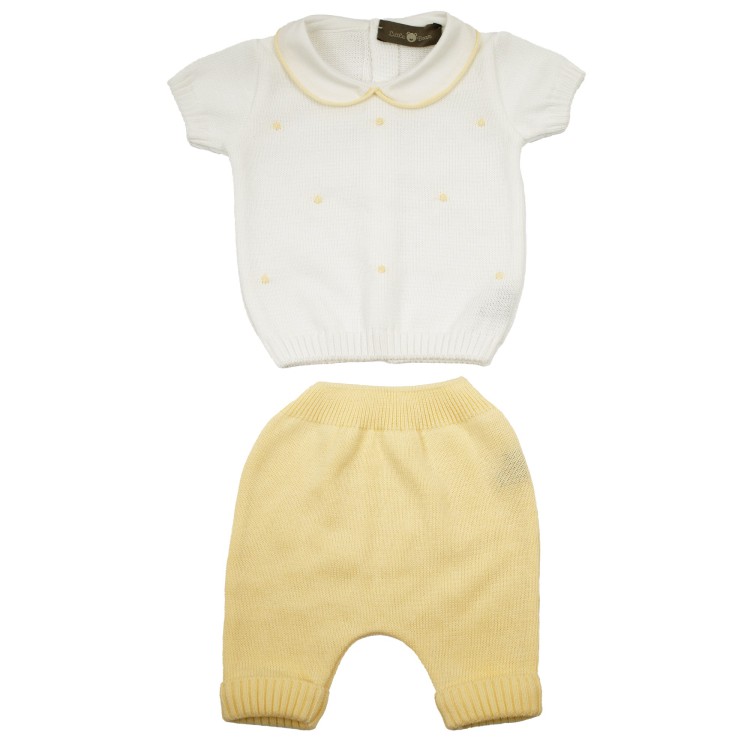 LITTLE BEAR Completo maglia e pantalone bianco giallo neonato