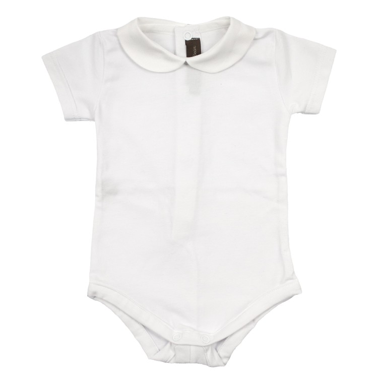 LITTLE BEAR Body cotone manica corta colletto tondo bianco per neonato
