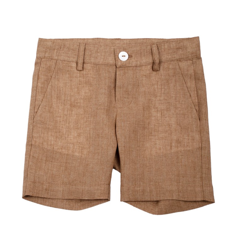 LITTLE BEAR Pantalone inglese lino cacao neonato