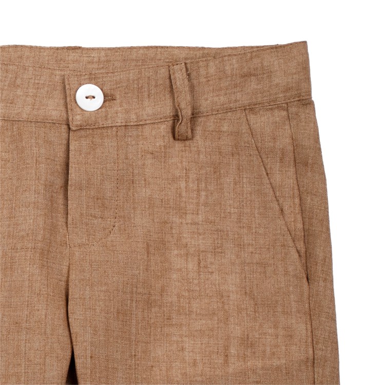 LITTLE BEAR Pantalone inglese lino cacao neonato