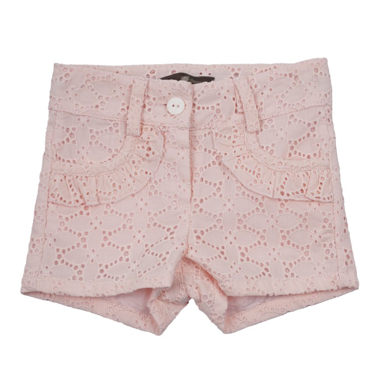 LITTLE BEAR Pantaloncino in cotone sangallo rosa neonata