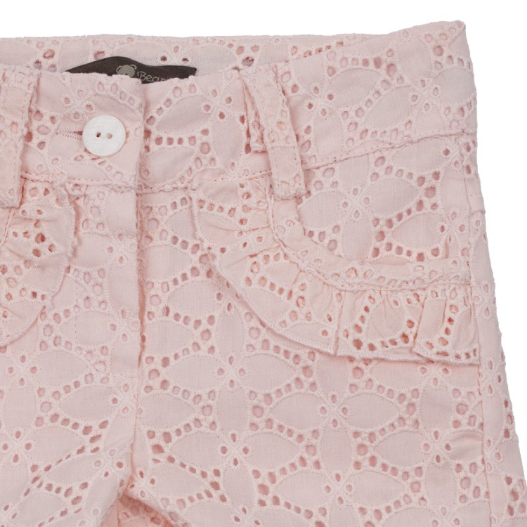 LITTLE BEAR Pantaloncino in cotone sangallo rosa neonata