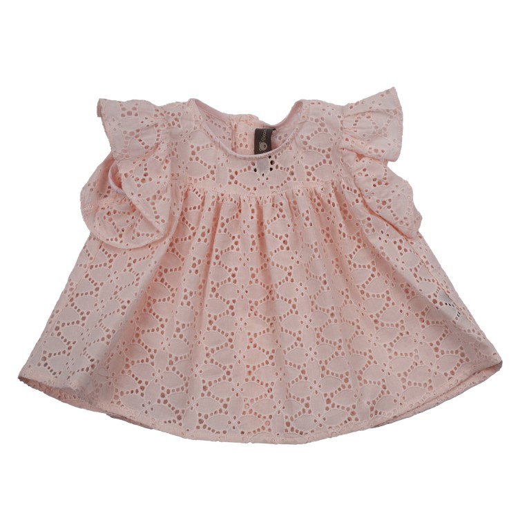 LITTLE BEAR Camicia in cotone sangallo rosa neonata