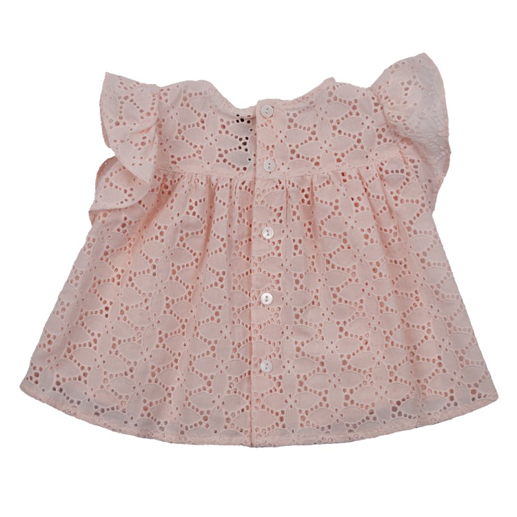 LITTLE BEAR Camicia in cotone sangallo rosa neonata