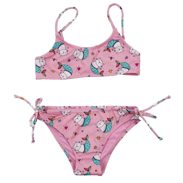 SAINT BARTH Slip da bagno con laccetti laterali rosa bambina