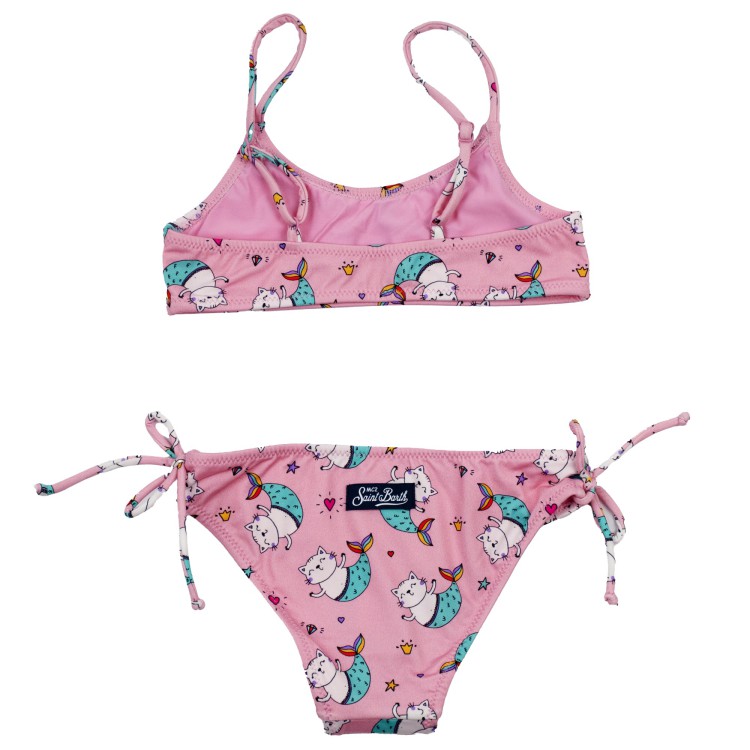 SAINT BARTH Slip da bagno con laccetti laterali rosa bambina