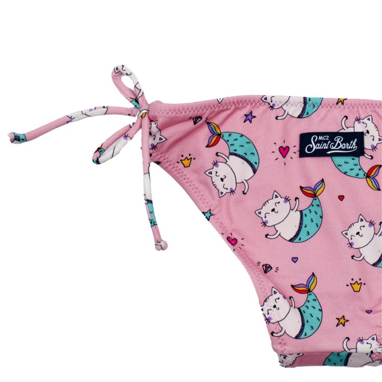 SAINT BARTH Slip da bagno con laccetti laterali rosa bambina