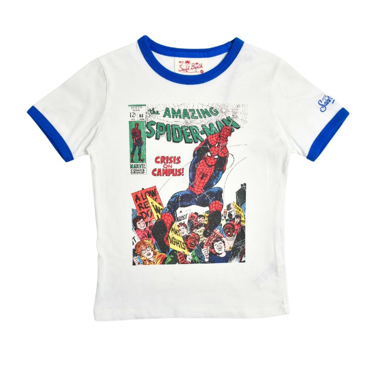 SAINT BARTH T-shirt bianca spiderman bambino