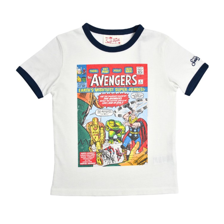 SAINT BARTH T-shirt con stampa Avengers bianca bambino