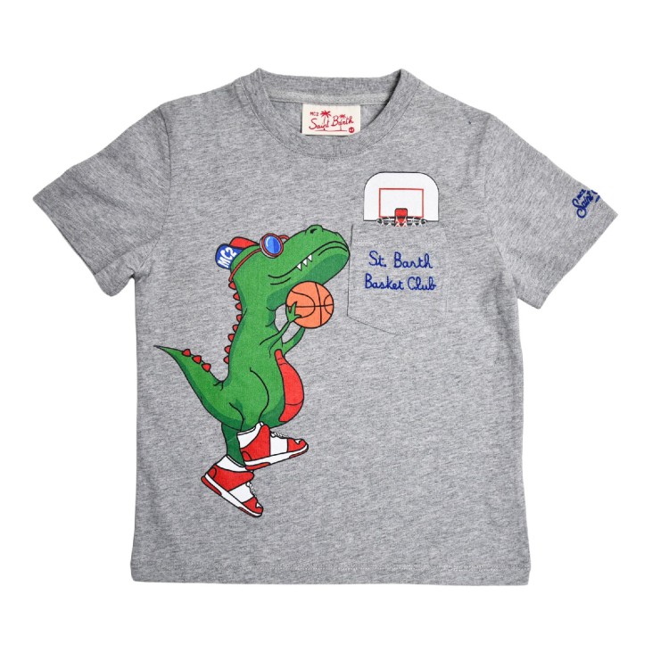 SAINT BARTH T-shirt con stampa sauro grigia da  bambino