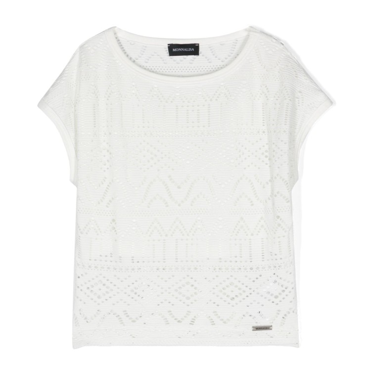 MONNALISA T-shirt cotone elasticizzato color bianco per bambina