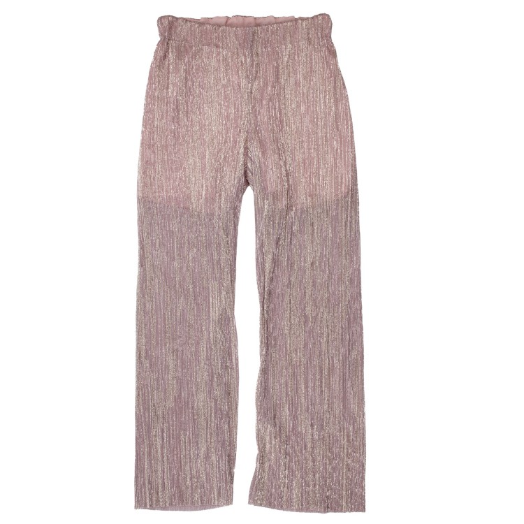 VICOLO Pantaloni tutto elastico rosa laminato argento per bambina