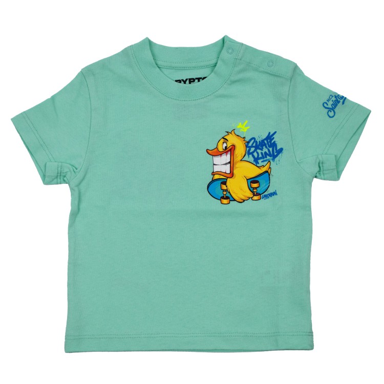 SAINT BARTH T-shirt verde acqua duck da bambino