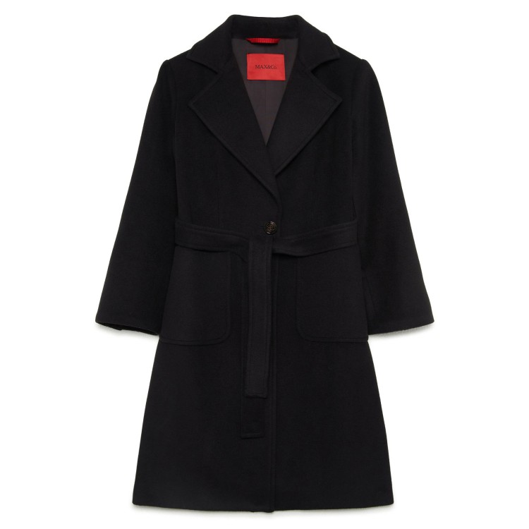 MAX&CO Cappotto monopetto con cintura nero bambina