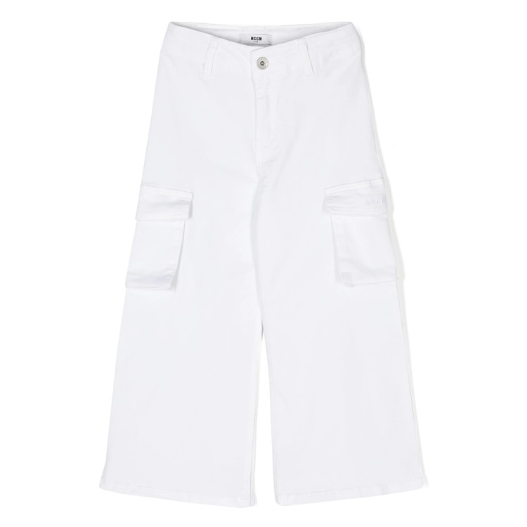 MSGM Pantalone con tasconi  bianco per bambina