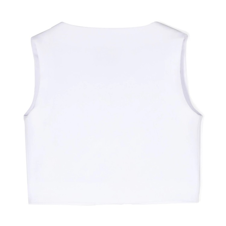 MSGM Gilet crop con stampa logo bianco bambina