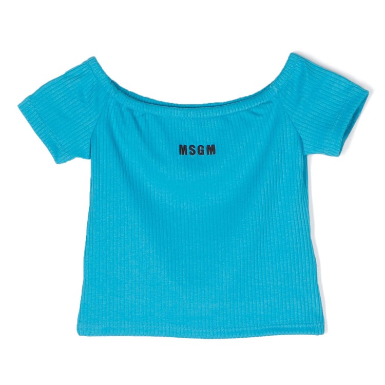 MSGM T-shirt in cotone a costine bianca per bambina