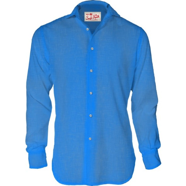 SAINT BARTH Camicia azzurra in lino per bambino