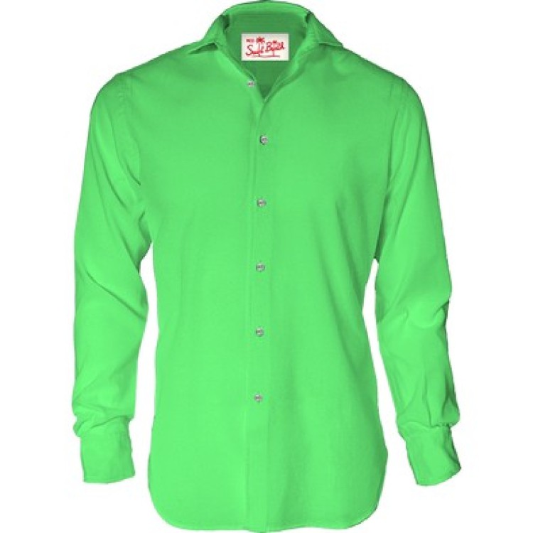 SAINT BARTH Camicia verde in lino per  bambino