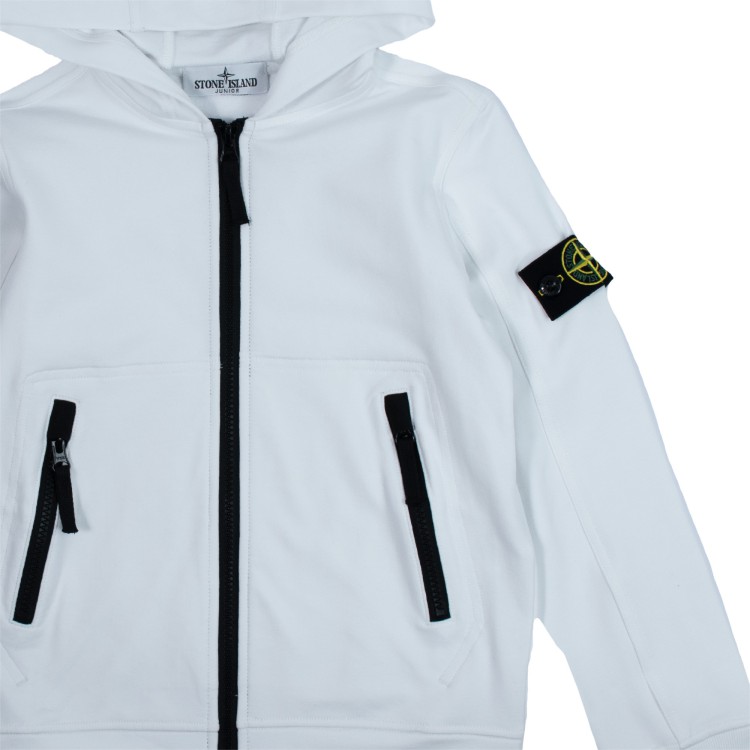 STONE ISLAND Felpa full zip cappuccio bianco bambino